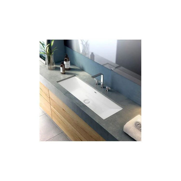 Lavatory Sink Rossendale Undermount or Drop-In 14.875 x 41.875 Inch Rectangle White - Frankwebs