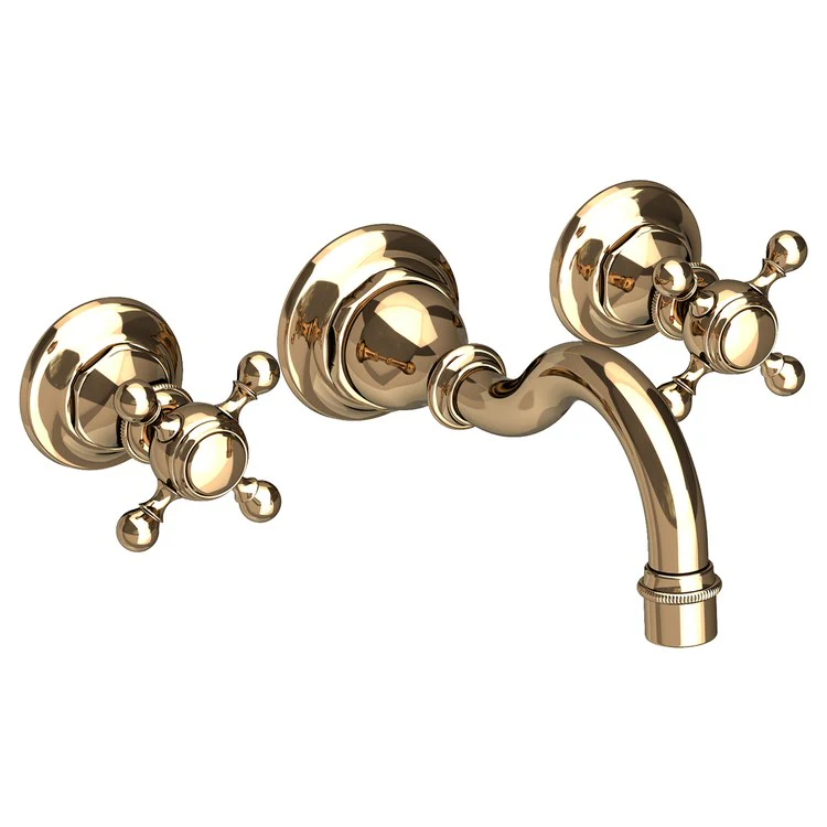 Lavatory Faucet Victoria Wall Mount 8 Inch Spread 2 Cross ADA Watersense Polished Brass Uncoated Living 1.2 Gallons Per Minute Brass Less Drain Spout Reach 8-1/6 Inch - Frankwebs
