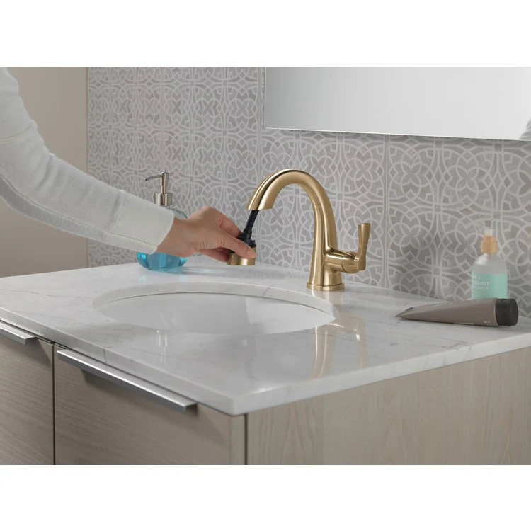 Lavatory Faucet Stryke 1 Lever ADA WaterSense Lumicoat Champagne Bronze Pull Down 1.2 Gallons per Minute - Frankwebs