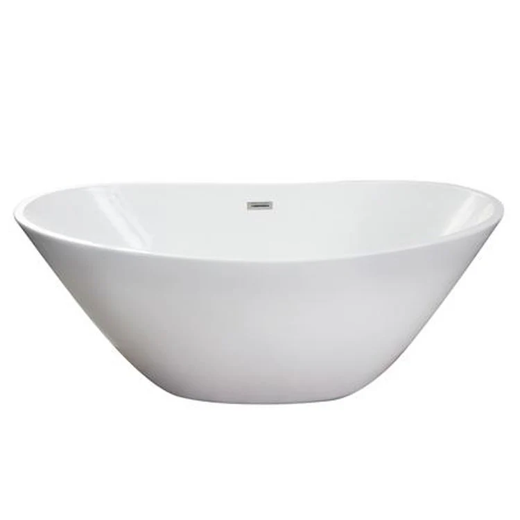 Freestanding Tub Newman 62 Inch Double Slipper Oval Acrylic White/Polished Chrome Drain and Overflow No Faucet Holes - Frankwebs