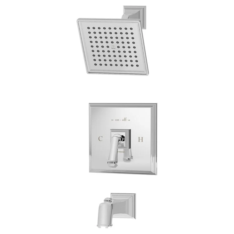 Tub and Shower Trim Oxford Square 1 Lever Polished Chrome ADA 1.5 Gallons per Minute - Frankwebs