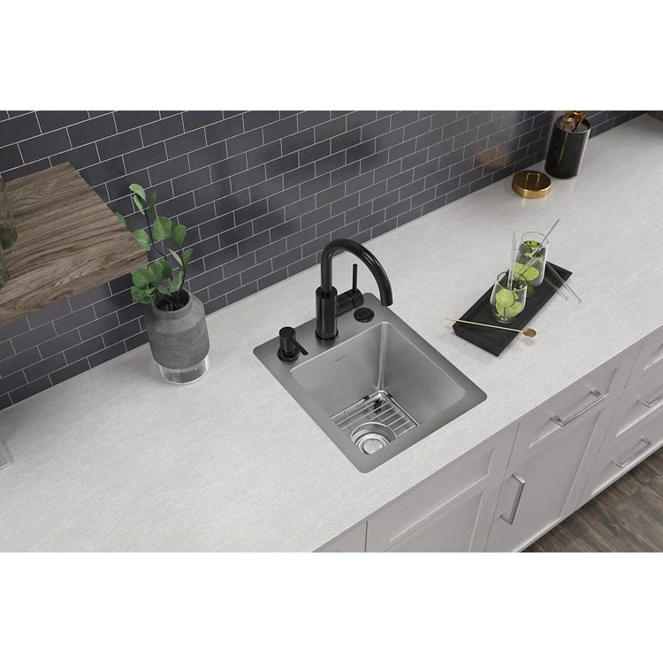 Sink Kit Crosstown Dual Mount 13 x 16 Inch Single Bowl 3 Hole Polished Satin Bottom Grid - Frankwebs
