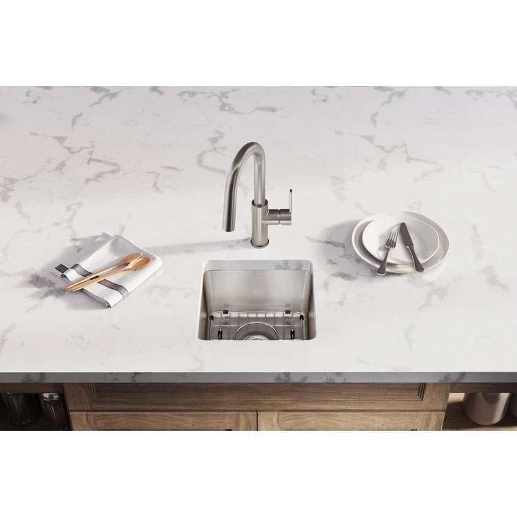 Kitchen Sink Lustertone Iconix 14.5 x 14.5 Inch Single Bowl Kit Luminous Satin Undermount - Frankwebs