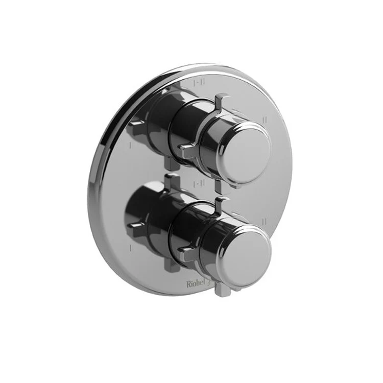 Thermostatic Valve Momenti Pressure Balance System Round 4-Way 2 Cross Brushed Nickel/Black 7-1/8W x 7-1/8H Inch - Frankwebs