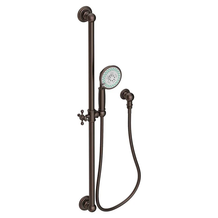 Handshower Set Tub and Shower Slidebar with Cross Handle Midnight Chrome 3 Function 1.8 Gallons per Minute - Frankwebs
