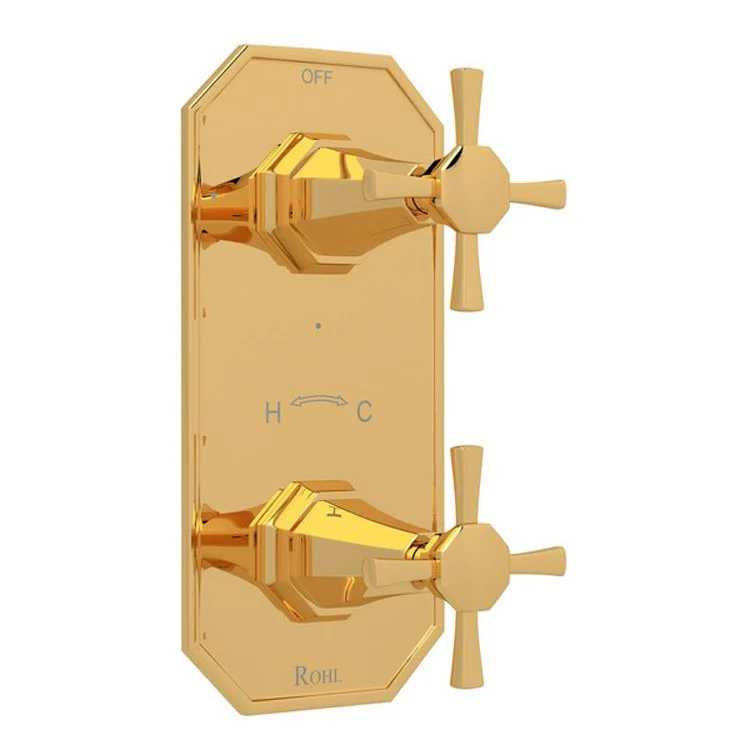 Thermostatic Trim Deco 1/2 Inch with Diverter 2 Cross Polished Chrome Brass - Frankwebs
