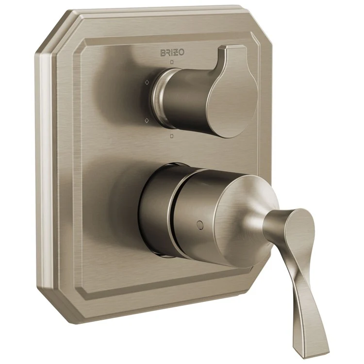 Pressure Balance Valve Trim Virage with Integrated 6 Function Diverter 2 Lever Brilliance Brushed Nickel ADA - Frankwebs