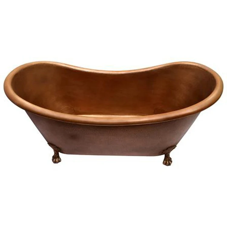 Freestanding Tub Celana 68 Inch Double Slipper Oval Antique Copper Claw Feet No Faucet Holes - Frankwebs