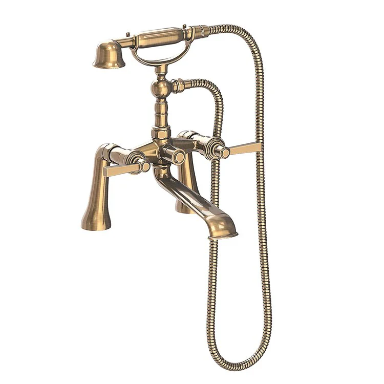 Tub Filler Miro Exposed Deck Mount with Handshower 7-1/4 Inch Spread 2 Lever ADA Antique Nickel 2 Hole - Frankwebs