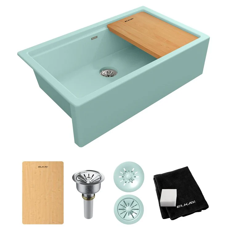 Kitchen Sink Quartz Luxe 36 x 21.5 Inch Single Bowl Perfect Drain Parchment Farmhouse - Frankwebs