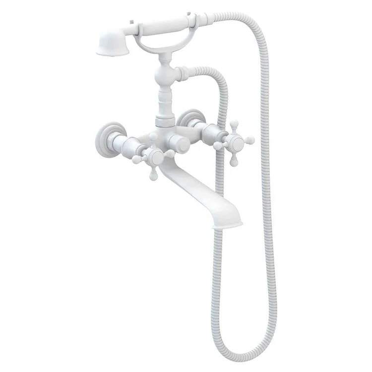 Tub Filler Victoria Wall Mount Exposed with Handshower 6 Inch Spread 2 Cross ADA Antique Brass 2 Hole - Frankwebs