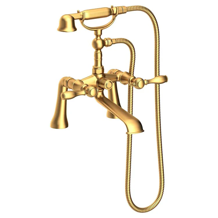 Tub Filler Victoria Deck Mount Exposed with Handshower 7-1/4 Inch Spread 2 Lever ADA Antique Copper 2 Hole - Frankwebs