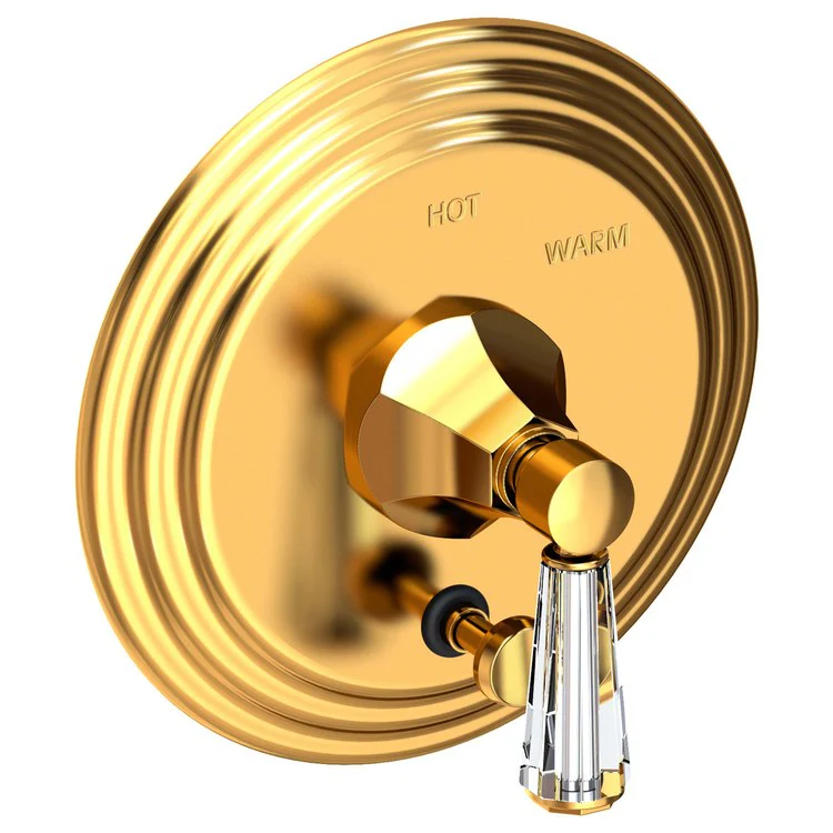 Metropole Pressure Balance Tub/Shower Valve Trim Only with Crystal Lever Handle - Polished Gold PVD - Frankwebs