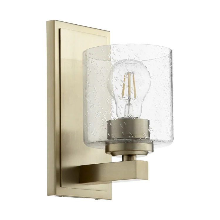 Signature Cylinder Single-Light Bathroom Wall Sconce with Clear Seeded Glass Shade - Frankwebs