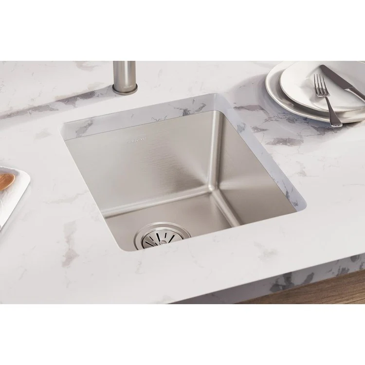 Kitchen Sink Lustertone Iconix 16 x 18.5 Inch Single Bowl Luminous Satin Undermount Drain Location Rear Center - Frankwebs