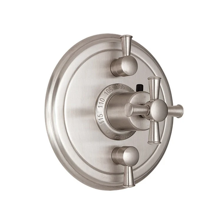 Thermostatic Trim Miramar Round StyleTherm with Dual Volume Control 3 Cross/Lever Satin Nickel ADA for Requires Rough Valve TH52-R Or TH52D2-R - Frankwebs