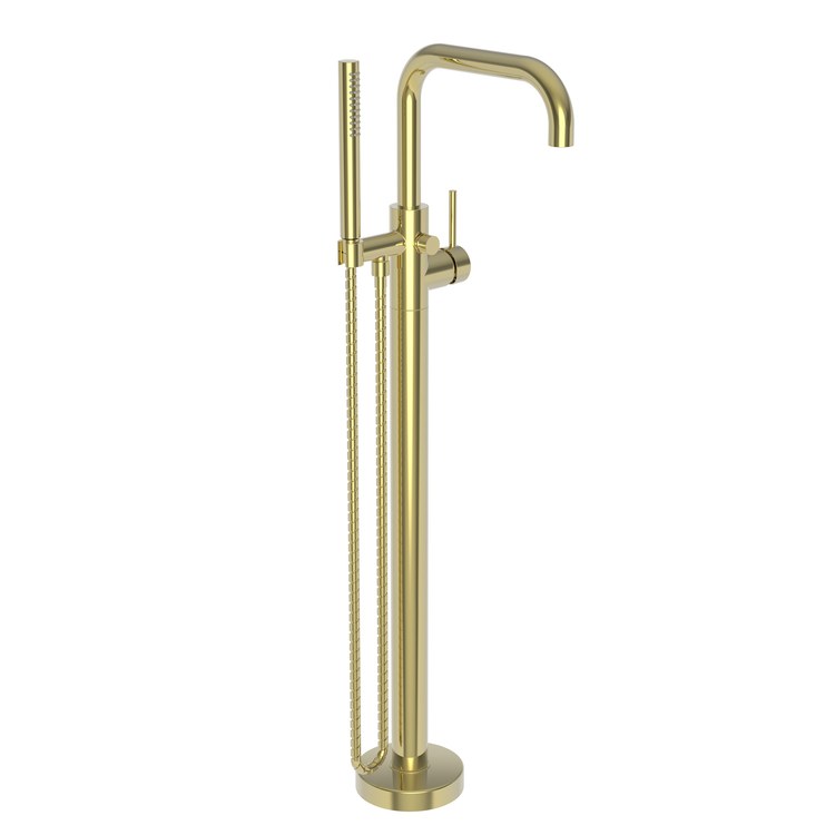 Tub Filler East Square Exposed Freestanding with Handshower 1 Lever ADA Forever Brass PVD Brass 1.8GPM Handshower - Frankwebs