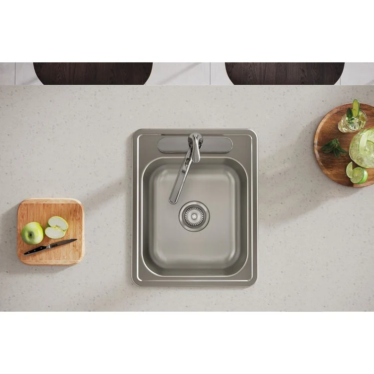 Bar Sink Dayton 17 x 21 Inch Single Bowl 3 Hole ADA Satin Drop-In Rectangle Drain Size 3-1/2 Inch - Frankwebs