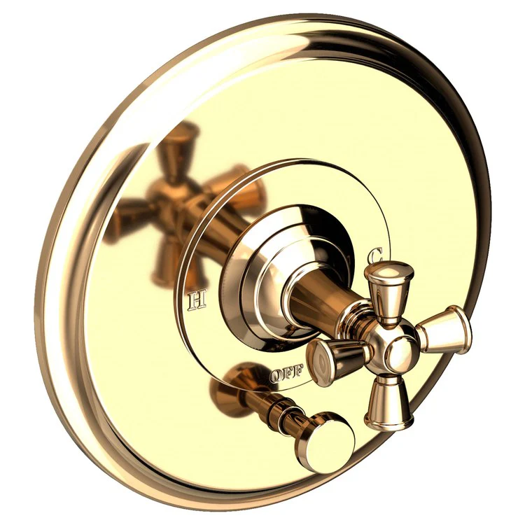 Aylesbury Pressure Balance Tub/Shower Valve Trim Only with Cross Handle - Midnight Chrome - Frankwebs