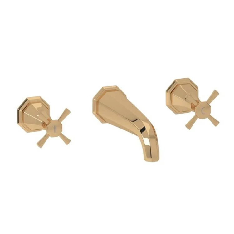 Tub Filler Deco Wall Mount 2 Cross Fixed Spout Satin Nickel - Frankwebs