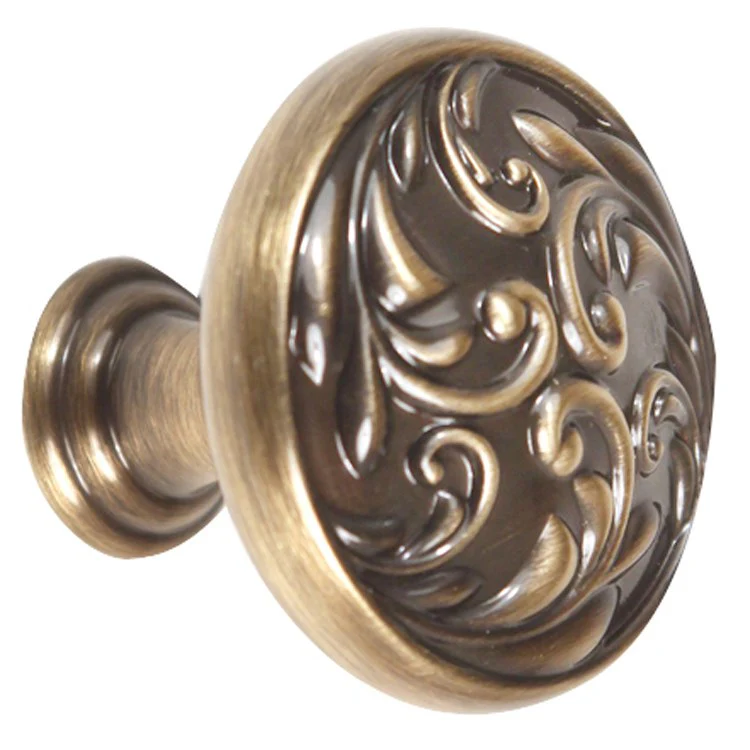 Knob Ornate Round Full Pattern Antique English Matte Brass 1-1/4 Inch 1 Inch 5/8 Inch - Frankwebs
