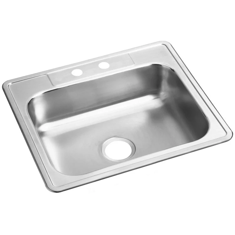 Kitchen Sink Dayton 25 x 21.25 Inch Single Bowl 2 Hole ADA Satin Drop-In Rectangle Drain Location Center Depth 6-4/7 Inch Bottom Only Pads - Frankwebs