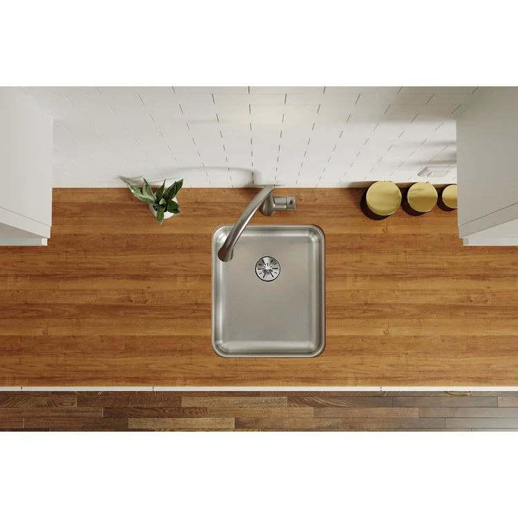 Kitchen Sink Lustertone Classic 16 x 18.5 Inch Single Bowl with Perfect Drain ADA Lustertone Undermount Rectangle Drain Location Rear Center Depth 6-7/8 Inch Bottom Only Pads - Frankwebs