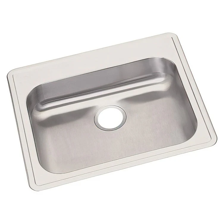 Kitchen Sink Dayton 25 x 21.25 Inch Single Bowl ADA Satin Drop-In Rectangle Drain Location Rear Center Depth 5-3/8 Inch Bottom Only Pads - Frankwebs