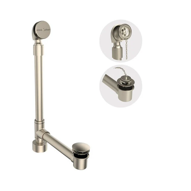 Drain Kit Freestanding Bathtub Polished Nickel 33.25 Inch Brass for Freestanding Bathtub Above Floor Installation Includes Above Floor Shoe Tube - Frankwebs