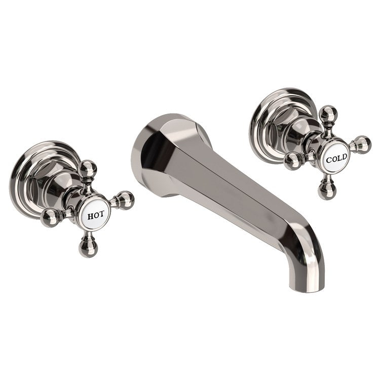 Lavatory Faucet Astor Wall Mount 8 Inch Spread 2 Cross ADA Watersense Flat Black 1.2 Gallons Per Minute Brass Less Drain Spout Reach 7-1/2 Inch - Frankwebs