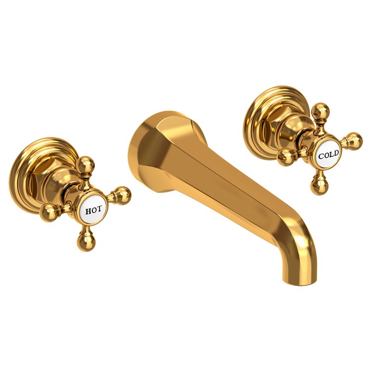 Lavatory Faucet Astor Wall Mount 8 Inch Spread 2 Cross ADA Watersense Flat Black 1.2 Gallons Per Minute Brass Less Drain Spout Reach 7-1/2 Inch - Frankwebs