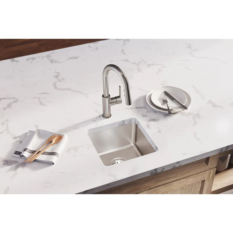 Kitchen Sink Lustertone Iconix 14.5 x 14.5 Inch Single Bowl Luminous Satin Undermount - Frankwebs