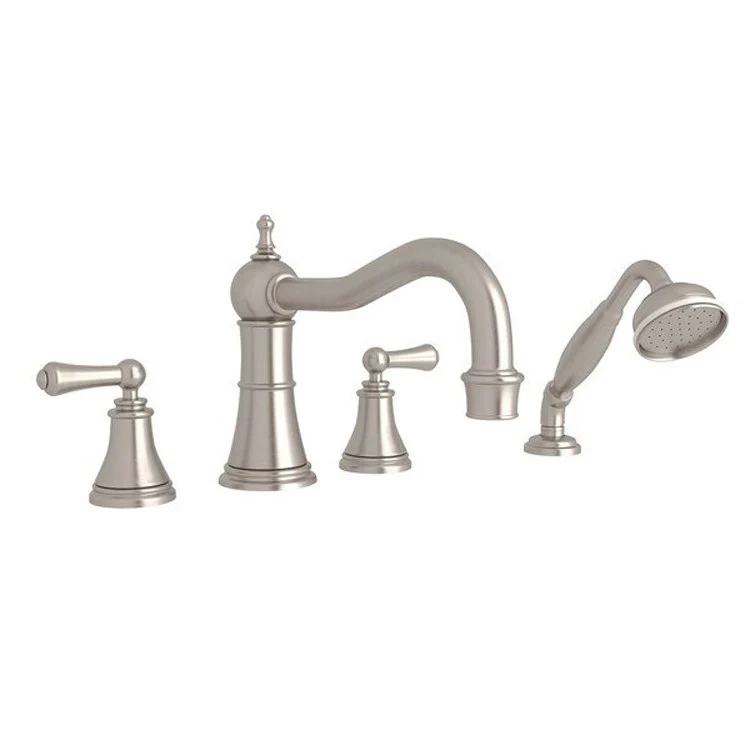 Tub Filler Georgian Era Deck Mount with Handshower 2 Lever Column Spout Polished Nickel - Frankwebs
