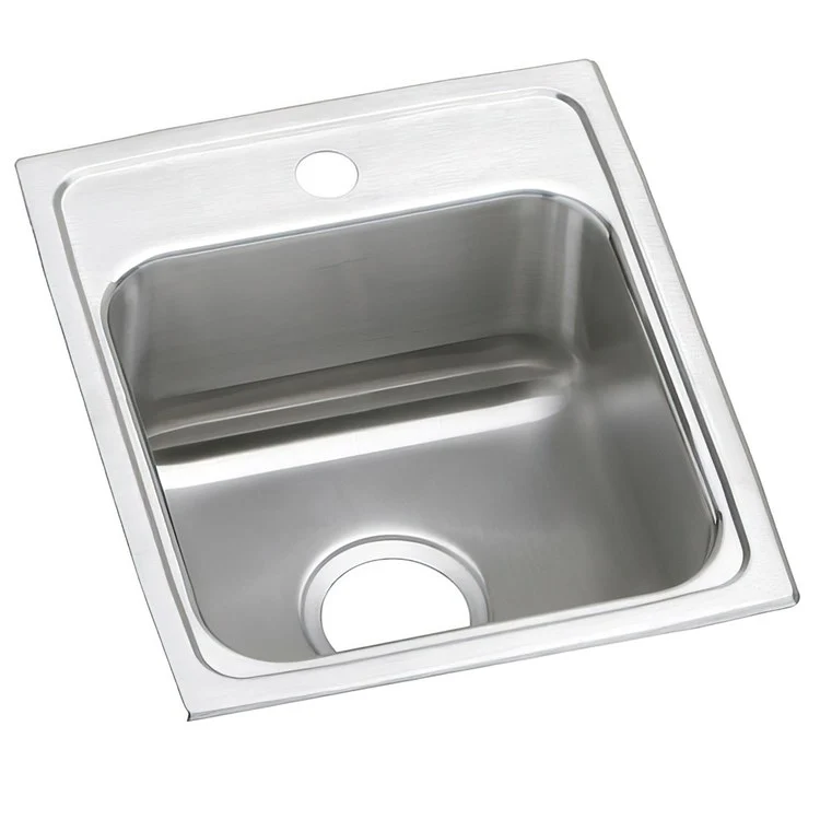 Kitchen Sink Lustertone Classic 15 x 17.5 Inch Single Bowl 1 Hole ADA Lustrous Satin Drop-In Square Drain Location Center Depth 5 Inch Bottom Only Pads - Frankwebs