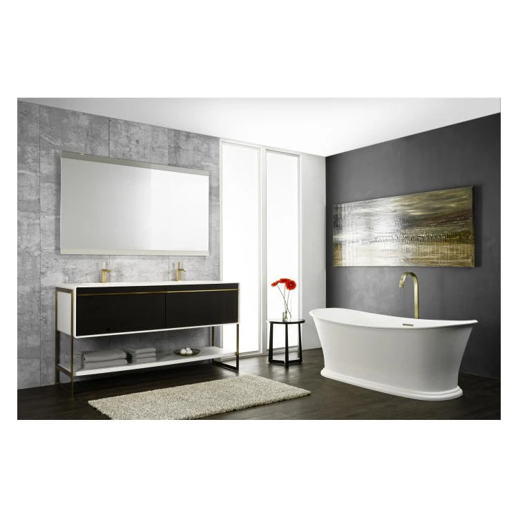 Freestanding Tub Cloud Oval 62 Inch Soaker Brushed Nickel/True High Gloss Solid Surface - Frankwebs