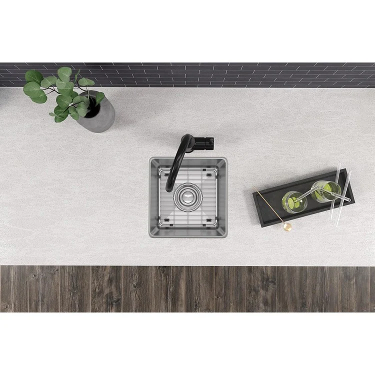 Sink Kit Crosstown Dual Mount 13 x 16 Inch Single Bowl Polished Satin Bottom Grid - Frankwebs