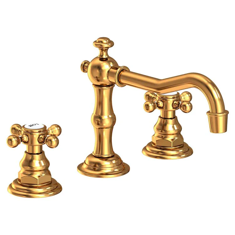 Lavatory Faucet Chesterfield Widespread 8 to 20 Inch Spread 2 Cross ADA Aged Brass 1.2 Gallons per Minute Brass Spout Height 3-5/16 Inch - Frankwebs