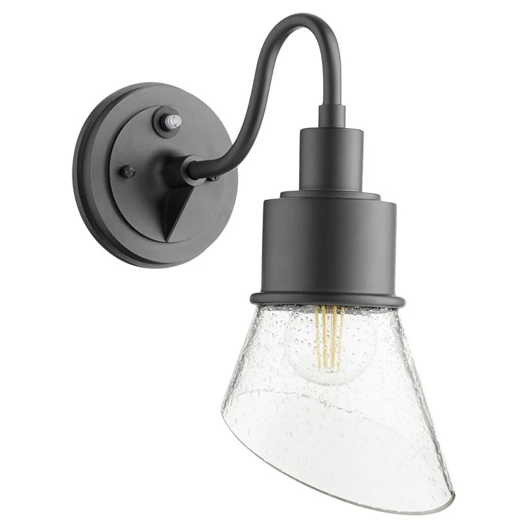 Torrey Single-Light Small Outdoor Wall Sconce with Clear Seeded Glass Shade - Frankwebs