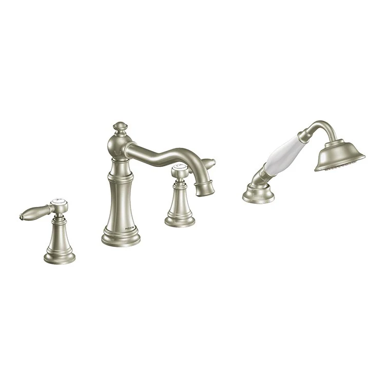 Weymouth Two-Handle High-Arc Roman Tub Faucet with Cross Handles/Handshower - Frankwebs