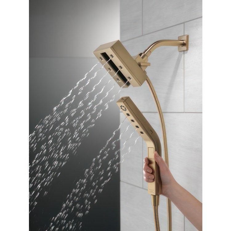 Handshower Combination In2ition Universal Showering Components H2Okinetic 2-In-1 Lumicoat Champagne Bronze WaterSense 4 Function Includes 60-82 Inch Stretchable Metal Hose - Frankwebs
