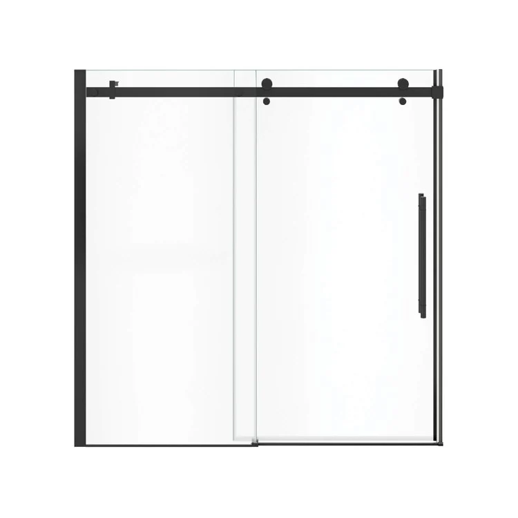 Tub and Shower Door Vela Sliding 59 x 59 Inch Matte Black/Chrome Clear 5/16 Inch 22-1/2 to 24-1/2 Inch - Frankwebs