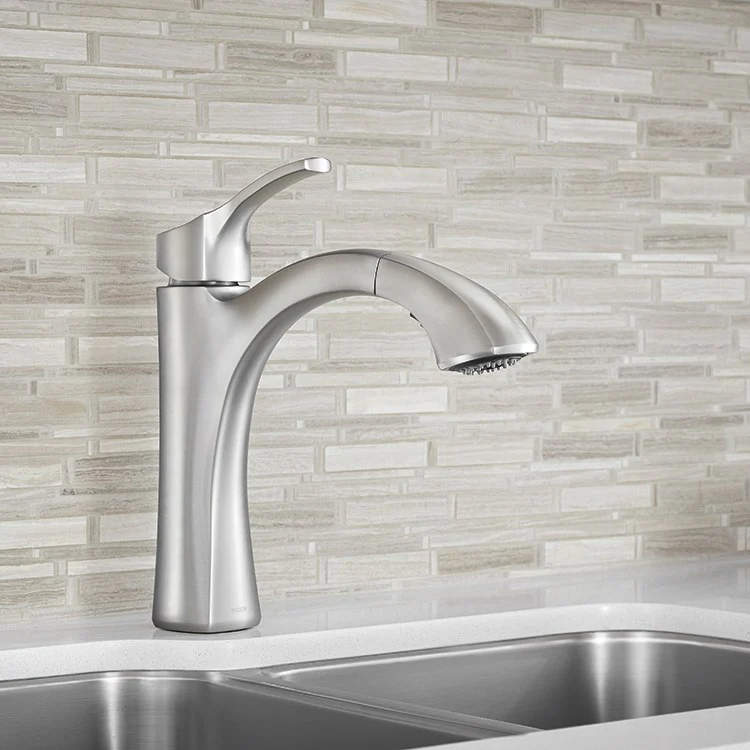 Voss Single Handle High Arc Pull Out Kitchen Faucet - Frankwebs