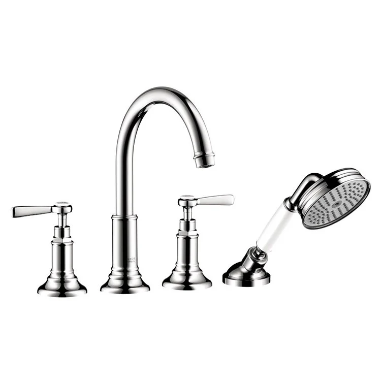 Roman Tub Trim Montreux Deck Mount with Handshower 2 Lever Brushed Black Chrome 8 Inch Spread 5.28 Gallons per Minute - Frankwebs