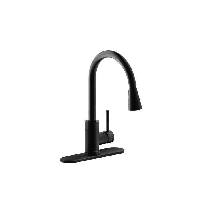 Kitchen Faucet Avado Deck Mount 1 Forward Only Lever ADA Matte Black Pull Down Spray 1 Hole Spout Height 15-11/16 Inch - Frankwebs