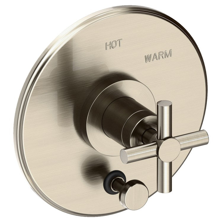 East Linear Pressure Balance Tub/Shower Valve Trim Only with Cross Handle - French Gold PVD - Frankwebs