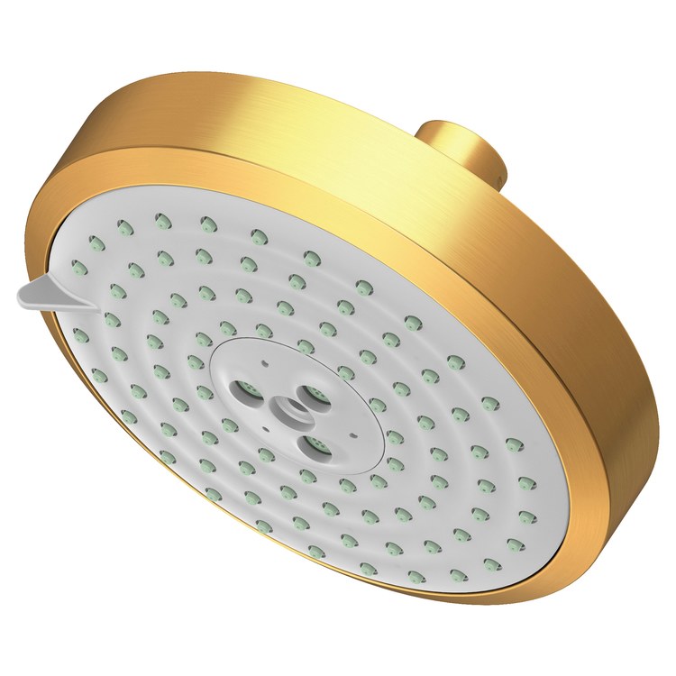 Showerhead Newport Bath 3 Function Satin Gold PVD 5-15/16 Inch 1.8 Gallons per Minute Full/Message/Intense Turbo Spray - Frankwebs