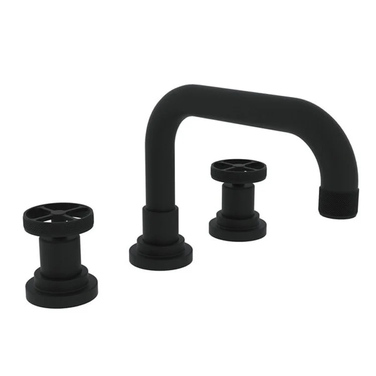 Lavatory Faucet Campo Deck Mount Widespread 2 Metal Wheel Matte Black 1.2 Gallons per Minute U-Spout 3 Hole - Frankwebs