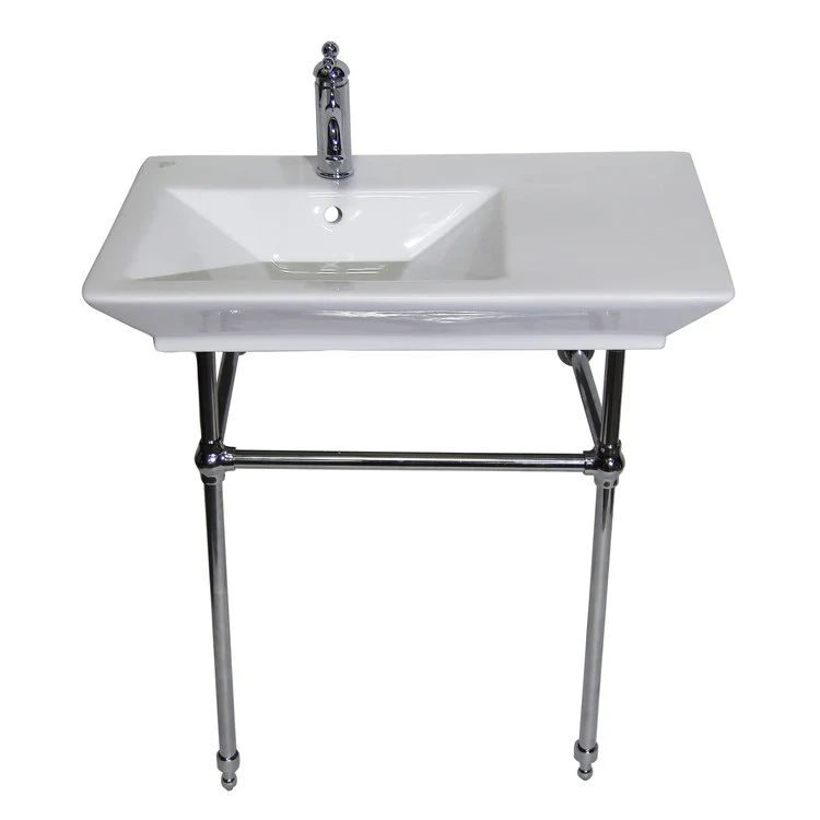 Console Sink Opulence His 31-1/2 Inch Rectangle White/Oil Rubbed Bronze 1 Hole - Frankwebs