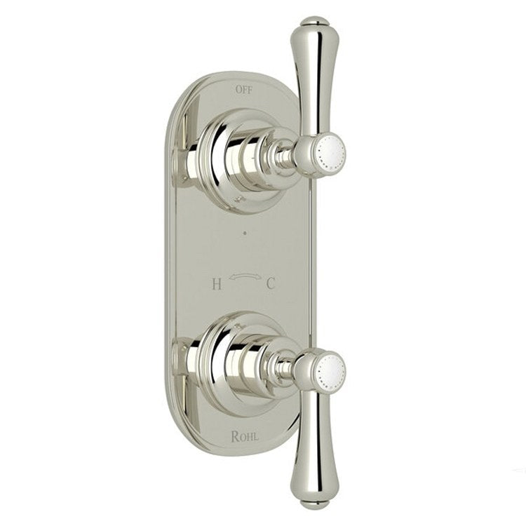 Thermostatic Trim Georgian Era 1/2 Inch with Diverter 2 White Porcelain Lever Polished Nickel Brass - Frankwebs