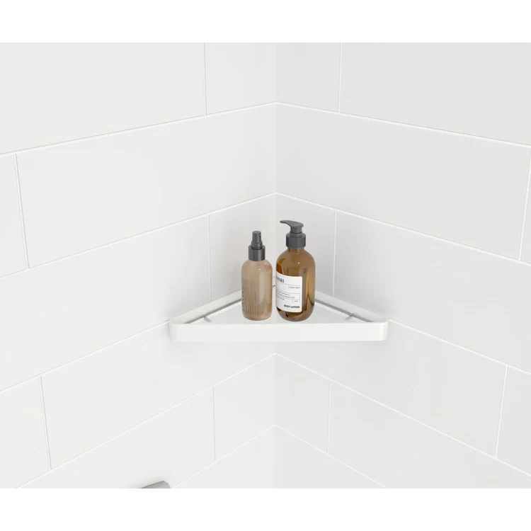 Shelf Corner White Metal/Glass 9-5/8 Inch - Frankwebs